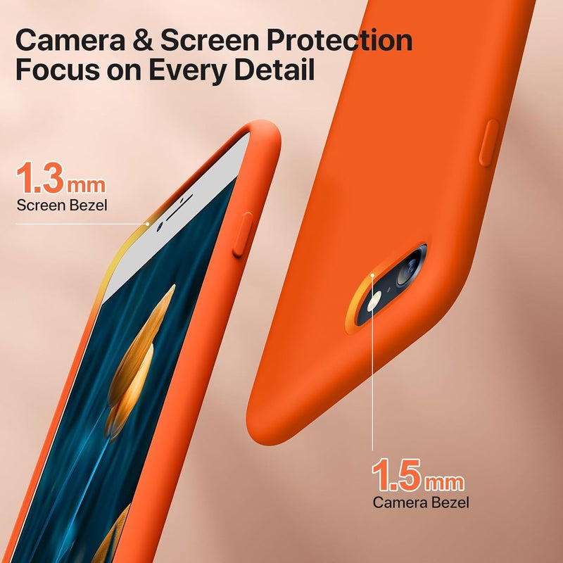 Miracase Ultra Slim Designed for iPhone SE 2022(3rd Gen)/iPhone SE 2020(2nd Gen)/iPhone 7/iPhone 8 Case with Screen Protector, Multi-Color Silicone Shockproof Phone Case(Orange) - Image 4
